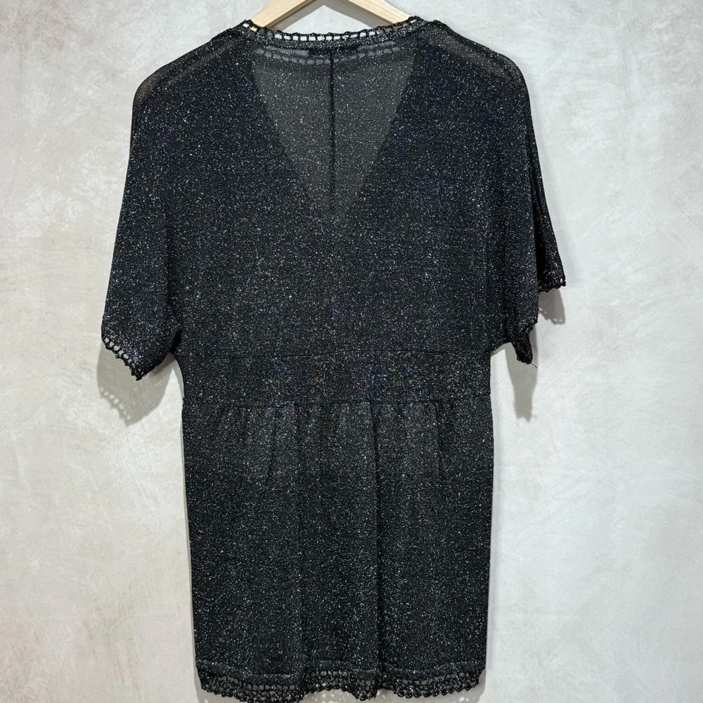 Michael Simon Vintage Black Gold Lurex Blouse, Whimsigoth 90s/Y2K Glam Holiday - Picture 8 of 15